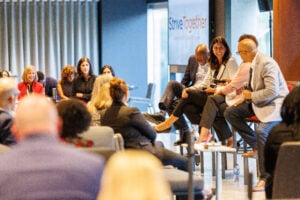 Jennifer Blatz sits on a panel at the Cradle to Career Network Convening