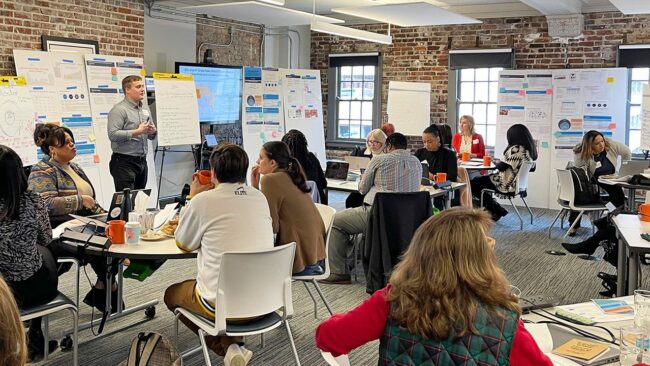 Group of adults learning